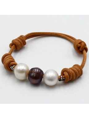 PULSERAS CUERO/PERLA PA9085