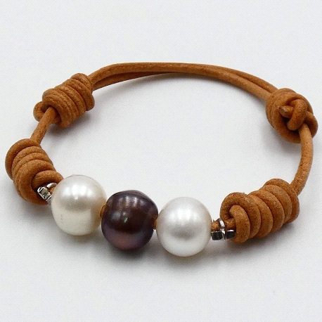 PULSERAS CUERO/PERLA PA9085