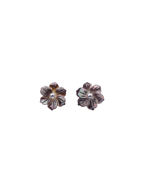 Pendientes flor de nacar en negro